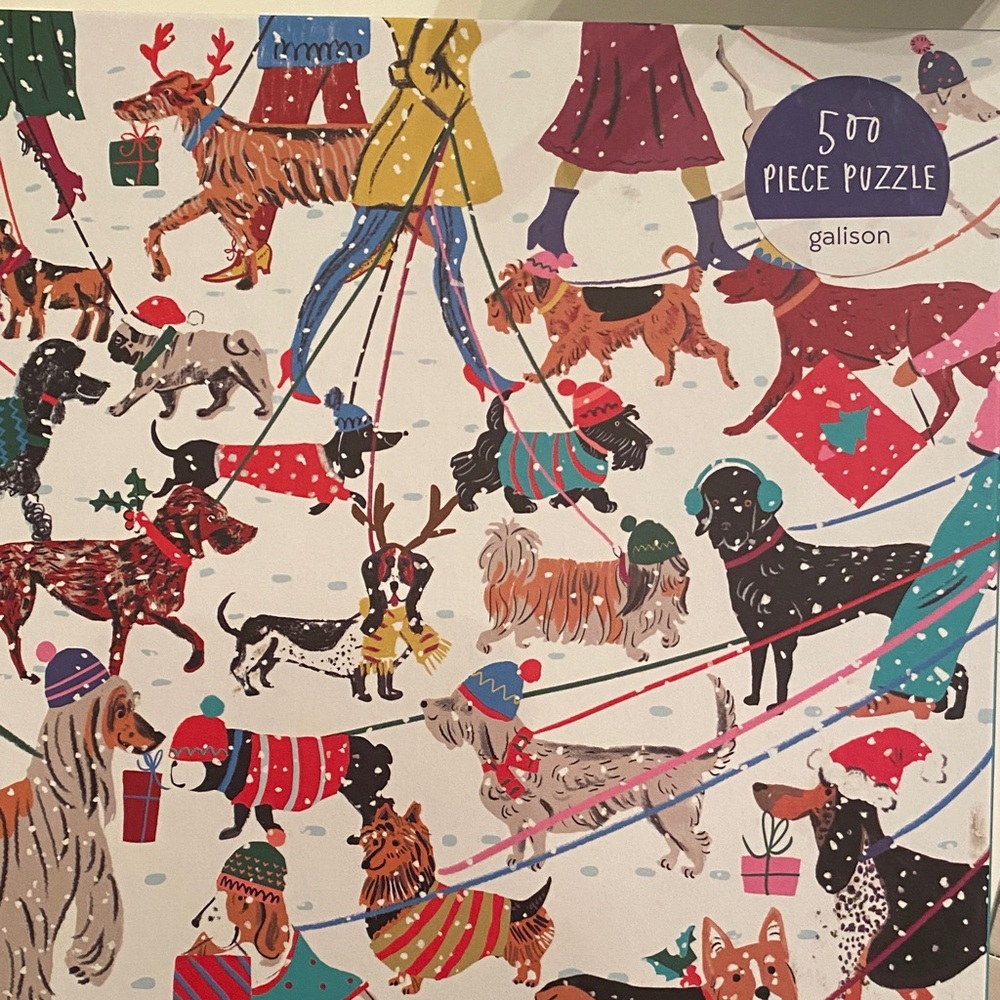 Gallison Winter Dogs puzzle  - 500 Piece not too challenging and it is complete